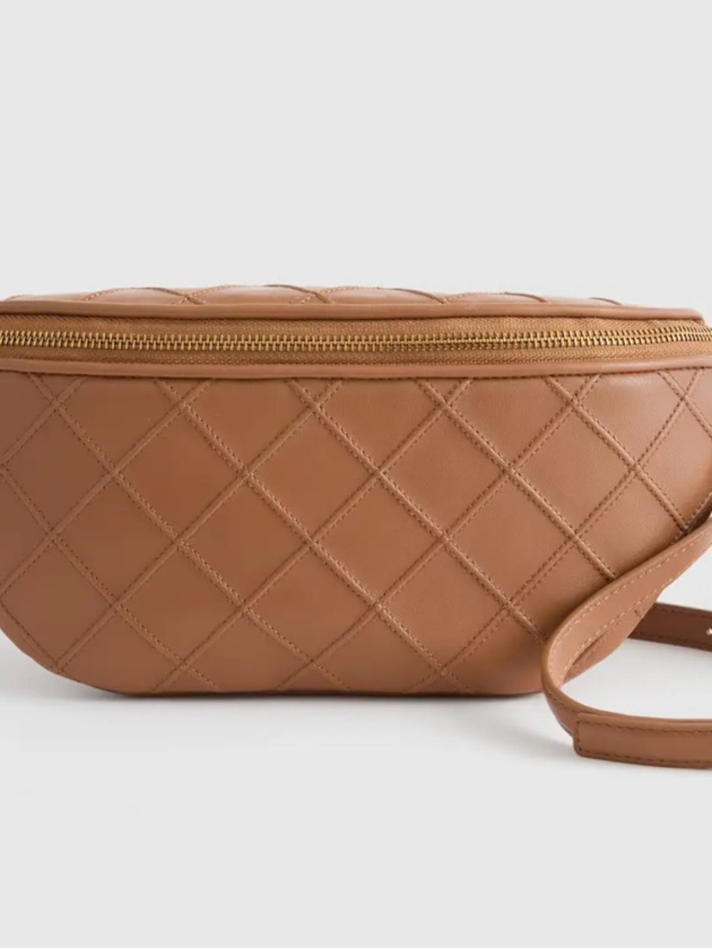 Quince Quilted Leather Crossbody Belt Bag in Tan Brown - Picture 6 of 7